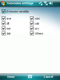 Choisissez les types de fichier à associer à l'application d'après leur extension.