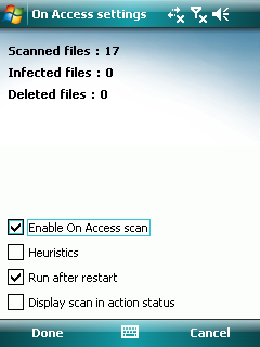 Compte rendu du scan avec un nouveau choix d'options possibles.