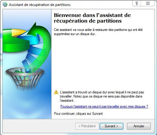 Assistant de récupération des partitions.