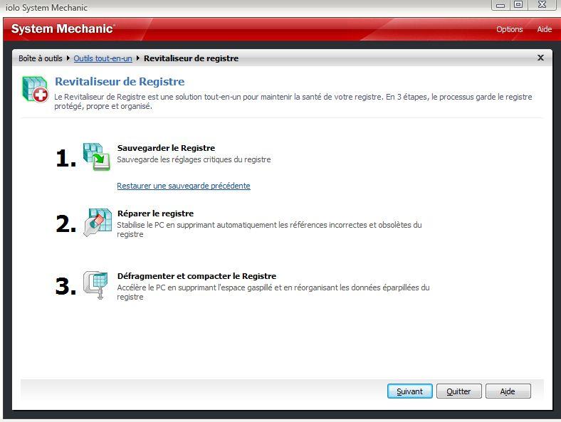 Outil revitaliseur de registre.
