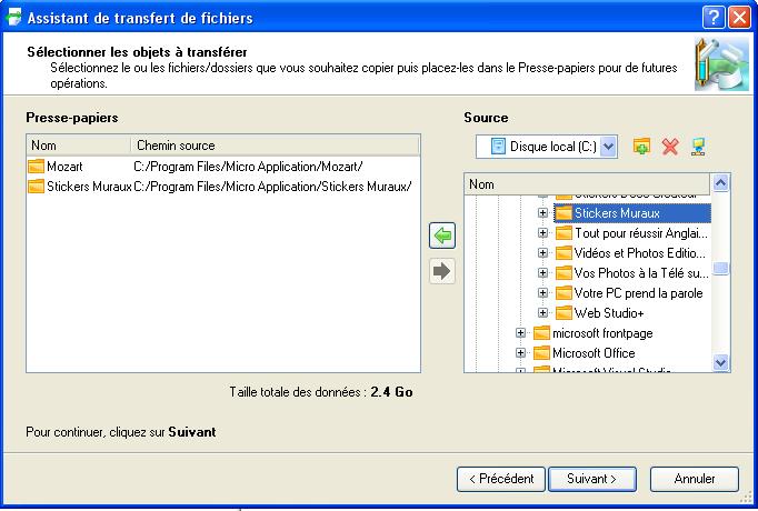 Assistant de transfert de fichiers.