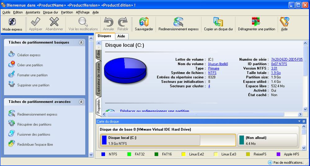 Gestion avancée des partitions: création, formatage, déplacement, copie, suppression, fusion, division et redimensionnement des partitions