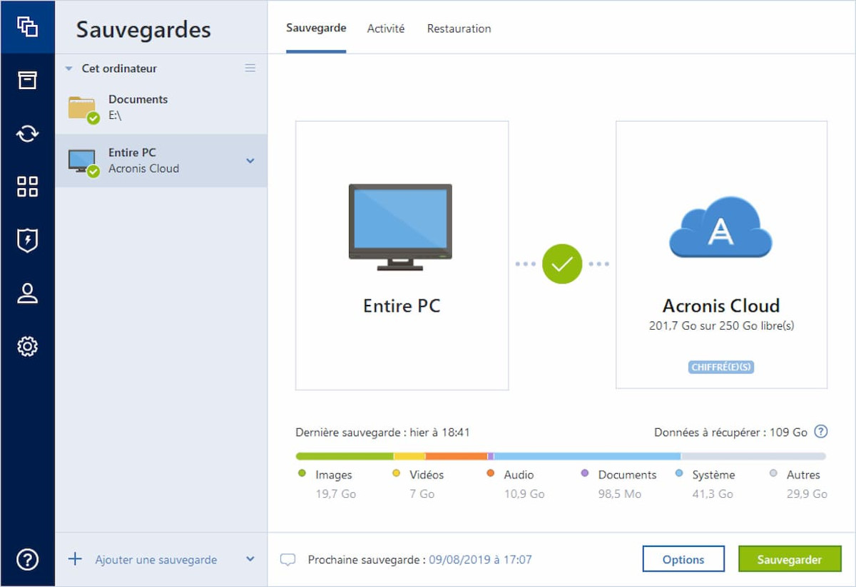 Screenshot Acronis True Image Standard 2025 - 1 appareil - licence perpétuelle 0