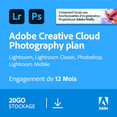 Adobe Photoshop + Lightroom (Creative Cloud Photo 20 Go) - Abonnement 1 an