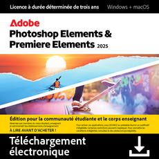 Adobe Photoshop Elements 2025 & Premiere Elements 2025 - Etudiants et enseignants - Windows/Mac - 2 appareils - Abonnement 3 ans