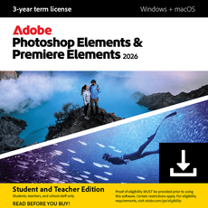 Adobe Photoshop Elements 2026 & Premiere Elements 2026 - Estudiantes y profesores - 2 dispositivos - 3 anos