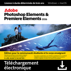 Adobe Photoshop Elements 2026 & Premiere Elements 2026 - Etudiants et enseignants - 2 appareils - Abonnement 3 ans