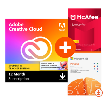 Adobe Creative Cloud - Tutte le applicazioni - Studenti e docenti + Microsoft 365 Personal + McAfee LiveSafe