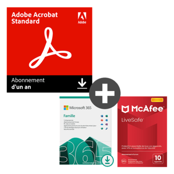 Acrobat Standard + Microsoft 365 Famille + McAfee LiveSafe