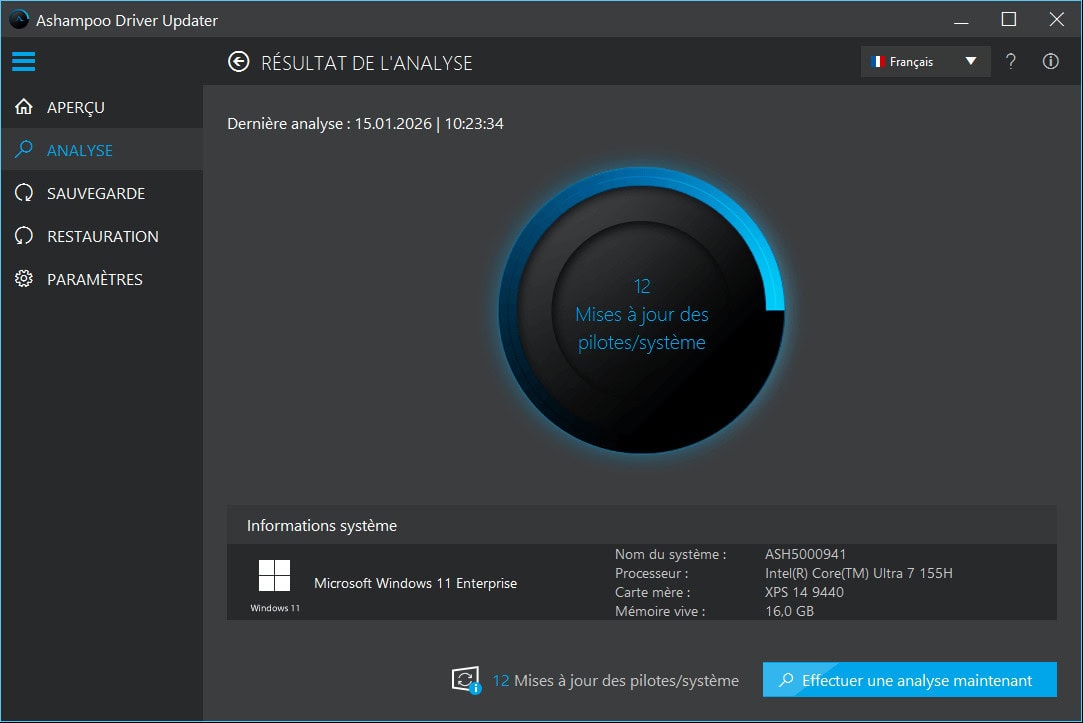 Screenshot Ashampoo Driver Updater - 3 appareils - Abonnement 1 an 1