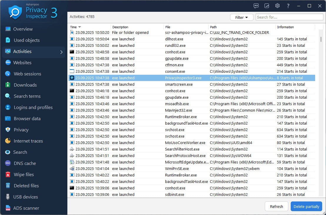Screenshot Ashampoo Privacy Inspector 3 - 1 PC - Licence perpétuelle 0