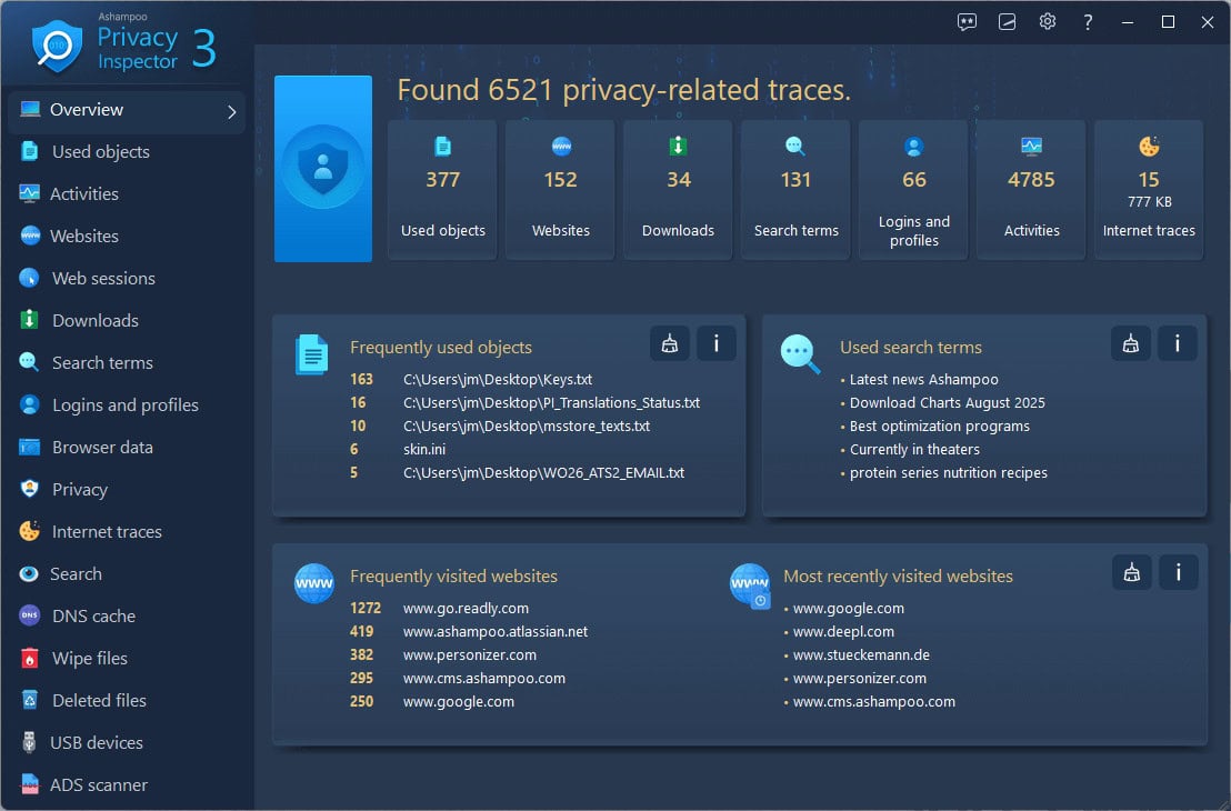 Screenshot Ashampoo Privacy Inspector 3 - 1 PC - Licence perpétuelle 2