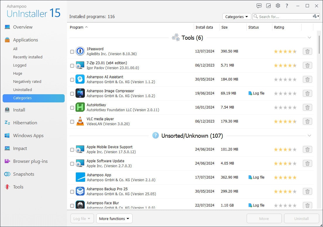 Screenshot Ashampoo UnInstaller 15 - 1 PC 0