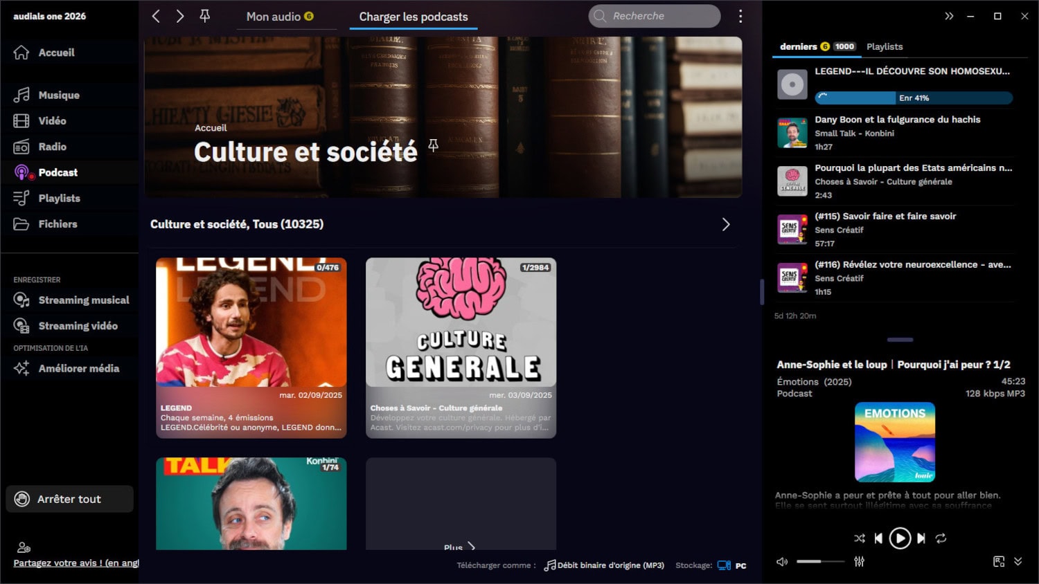 Screenshot Audials One Standard 2026 - licence perpétuelle 7
