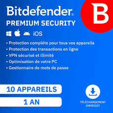Bitdefender Premium Security - 10 appareils - Abonnement 1 an