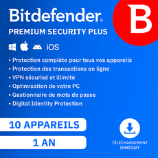 Bitdefender Premium Security Plus - 10 appareils - Abonnement 1 an