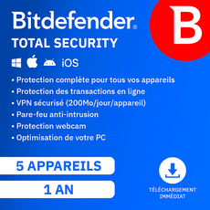 Bitdefender Total Security 2024 - 5 appareils - Abonnement 1 an