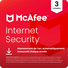 McAfee Internet Security - 3 appareils - Abonnement 1 an - Renouvelé automatiquement chaque année McAfee Internet Security - 3 appareils - Abonnement 1 an - Renouvelé automatiquement chaque année
