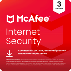 McAfee Internet Security - 3 appareils - Abonnement 2 ans - Renouvelé automatiquement