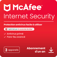 McAfee Internet Security - 3 appareils - Abonnement 1 an