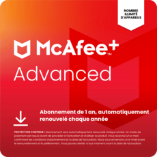 McAfee+ Advanced - Individuel - Abonnement 1 an - Renouvelé automatiquement chaque année