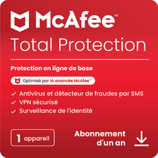 McAfee Total Protection 2024 - 1 appareil - Abonnement 1 an