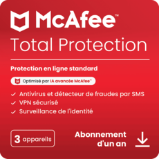 McAfee Total Protection - 3 appareils - Abonnement 1 an