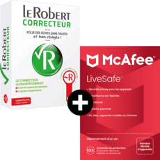 Pack Le Robert Correcteur + McAfee LiveSafe - nombre d'appareils illimités - Abonnement 1 an - Offre Max