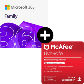 Microsoft 365 Family + McAfee LiveSafe