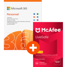 Pack Microsoft 365 Personnel - 1 utilisateur + McAfee LiveSafe - nombre d'appareils illimité - Abonnement 1 an