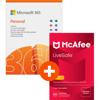 Microsoft 365 Personal + McAfee LiveSafe