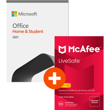 Office Home & Student 2021 + McAfee LiveSafe