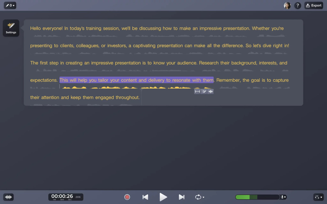 Screenshot Camtasia Audiate - 1 utilisateur - Abonnement 1 an 1